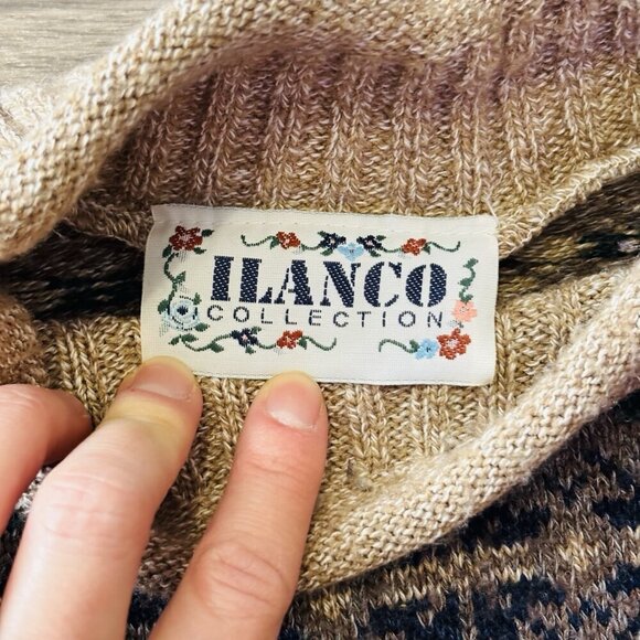 Vintage Ilanco Fair Isle Sweater Womens Small Purple Green Knit Pullover Jumper - Picture 14 of 16